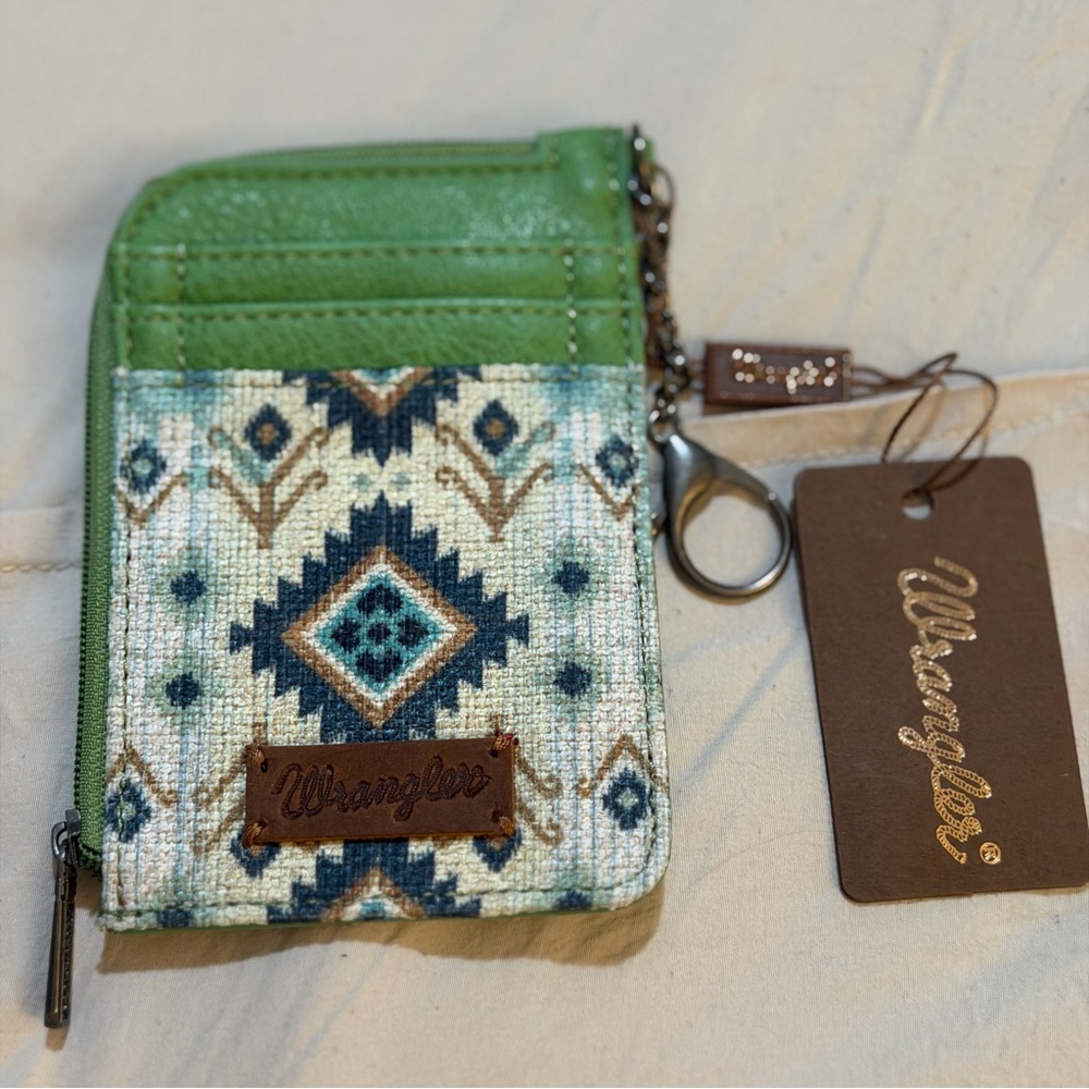 Wrangler Green and Blue Geometric Wallet